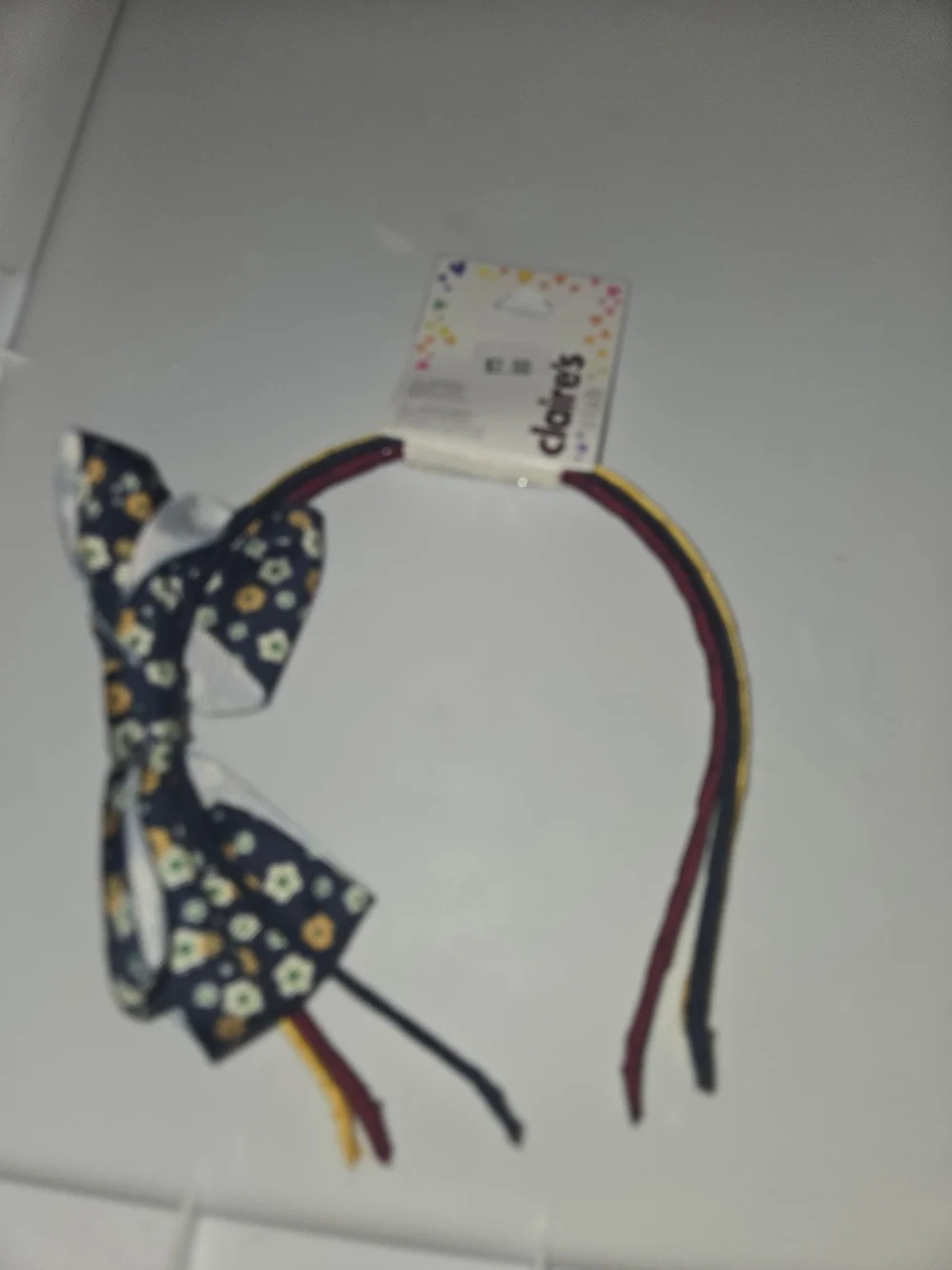 3 Packs Of 3 Navy Floral Bow Headband with Multicolor Accent Bands